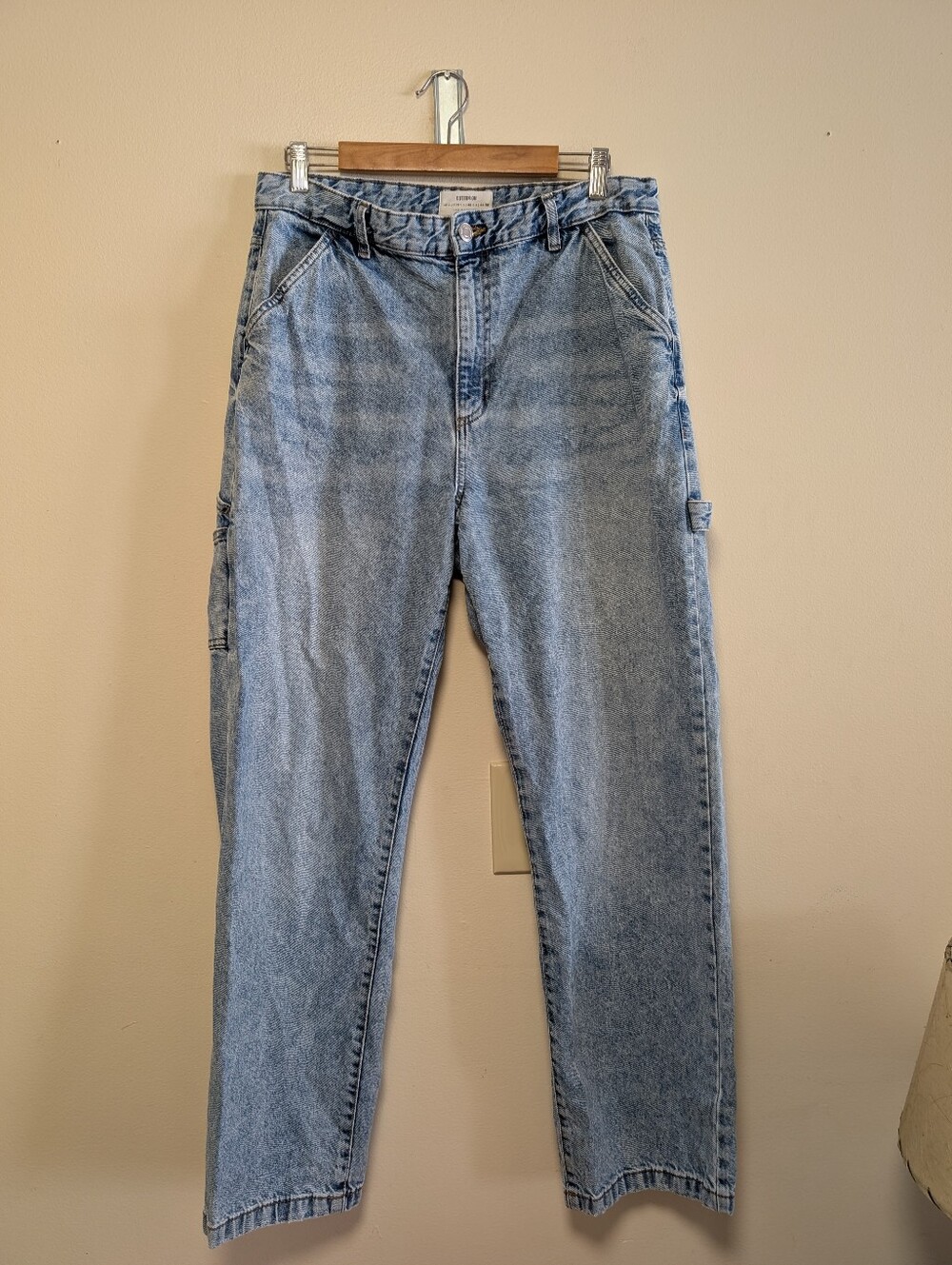 Cotton On Carpenter Jeans Size 10 US Light Wash Utility Cargo Denim